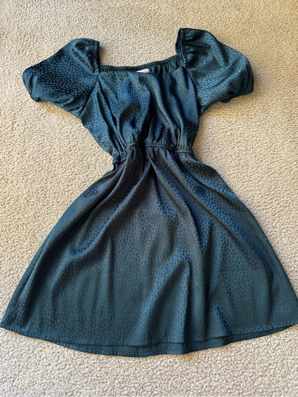 Speechless Teal Puff-Sleeve knee length Dress Off the shoulder sexy night out
